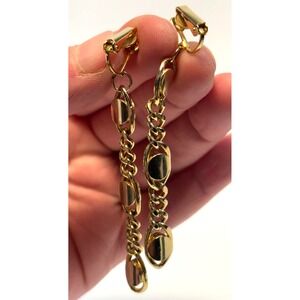 Earrings Super Maximalist Fashion Statement Chain Link and Gold Tone